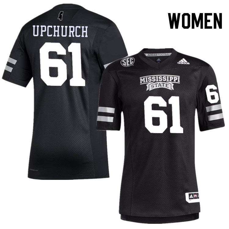 Women #61 Karsten Upchurch Mississippi State Bulldogs College Football Jerseys Stitched-Black